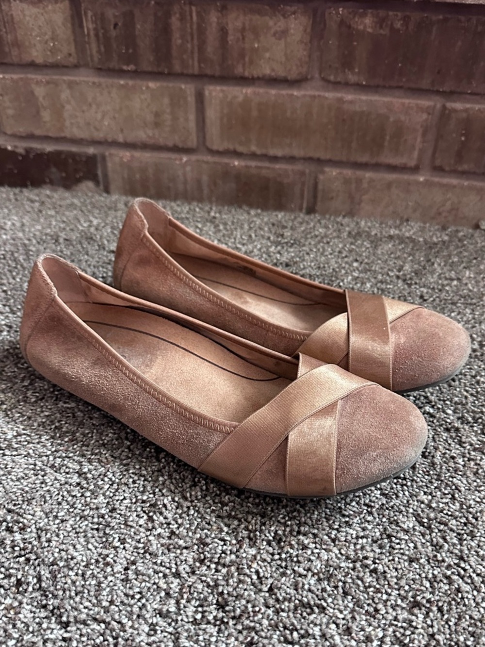 Vionic Maria Suede Ballet Flats | Chic Neutral Boho | 8.5 (25cm)